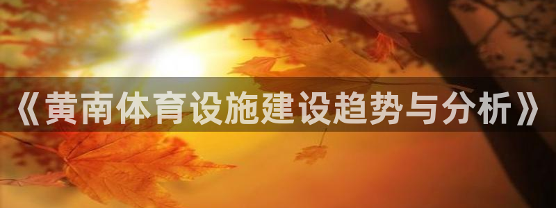 意昂5(KGAME)娱乐下载：《黄南体育设施建设趋势与分析》